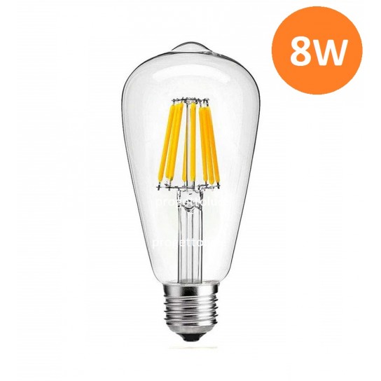 LAMPADA LED FILAMENTO V-TAC 4W 6W 8W 10W E27 LUCE CALDA BULBO