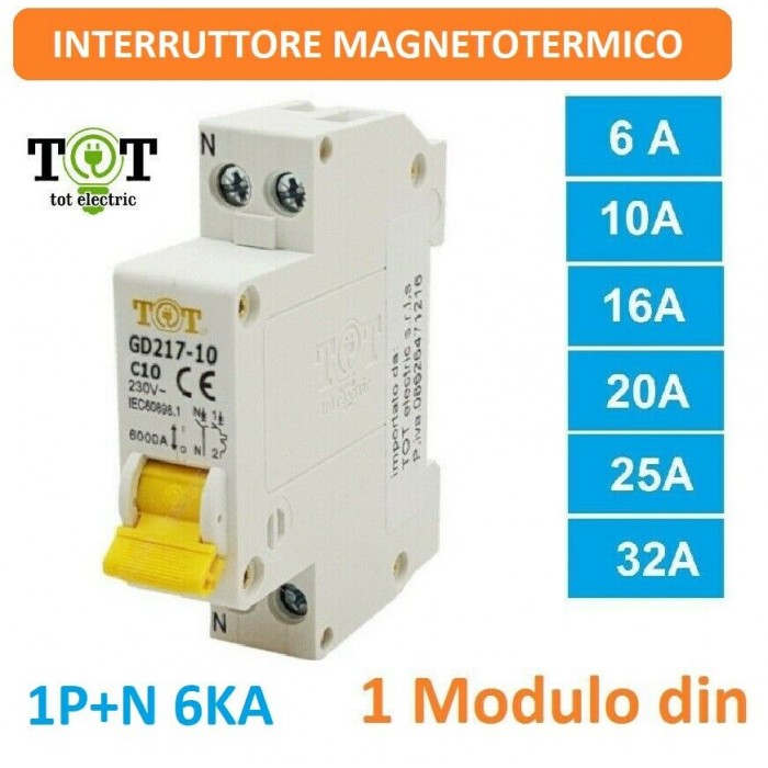 Magnetotérmico 1+N 16A C 6KA ( 1 Módulo )