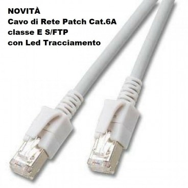 Cavo di Rete Patch Cat.6A classe E S/FTP con Led Tracciamento Varie misure