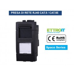 Modulo presa ethernet CAT5E RJ45, serie Space, grigio, compatibile