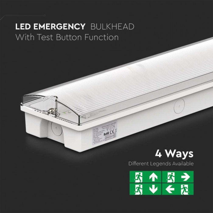 VTAC LAMPADA EMERGENZA LED 4W 6000K IP65 DA PARETE AUTONOMIA 3 ORE