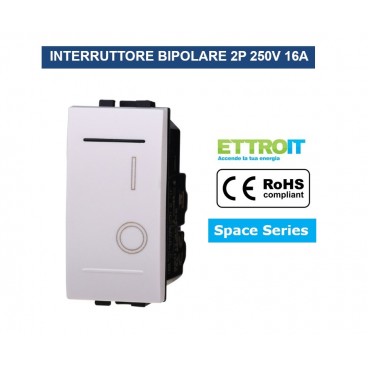 INTERRUTTORE BIPOLARE 2P 16A 250V BIANCO COMPATIBILE BTICINO SERIE LIVING