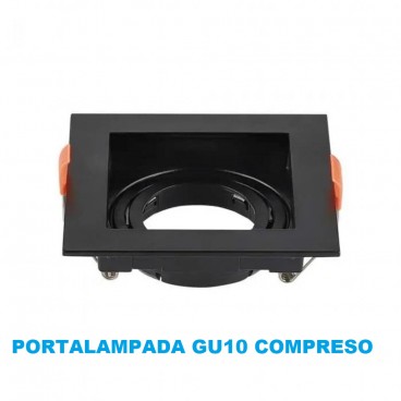 PORTA FARETTO QUADRATO FISSO DA INCASSO PER LAMPADINE GU10 E MR16 NERO