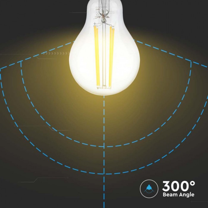 Gasiashop - VT-2133 - V-TAC VT-2133 LAMPADINA LED E27 12W BULB A60 GOCCIA  FILAMENT VETRO TRASPARENTE - SKU 217458 / 217459 / 217460