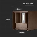 APPLIQUE LAMPADA PARETE LED CUBO 11W IP65 CON DOPPIA LUCE V-TAC CORTEN