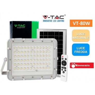 V-TAC VT-80W FARO LED FLOODLIGHT 10W IP65 BIANCO PANNELLO SOLARE TELECOMANDO