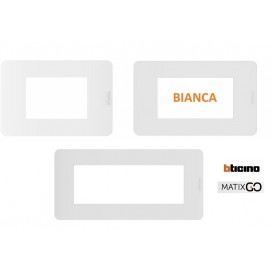 Placca Bticino MatixGo 3 - 4 - 7 posti-moduli colore BIANCO JW