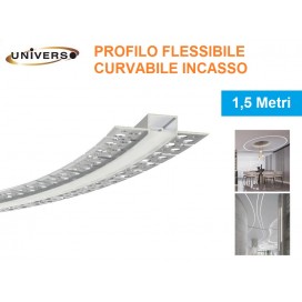 Profilo in Alluminio Flessibile Curvabile da Incasso per Strip LED max 12,5 mm