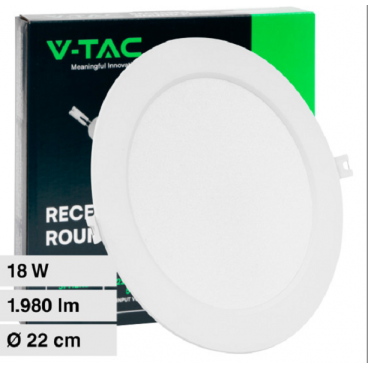 PANNELLO LED FARO FARETTO DA INCASSO CON DRIVER 18W ROTONDO SLIM V-TAC