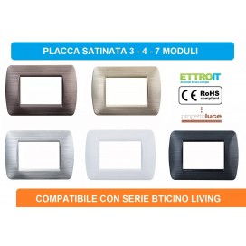 Placche Bticino LIVING Placchette Compatibili Placca 3 4 7 moduli Satinata