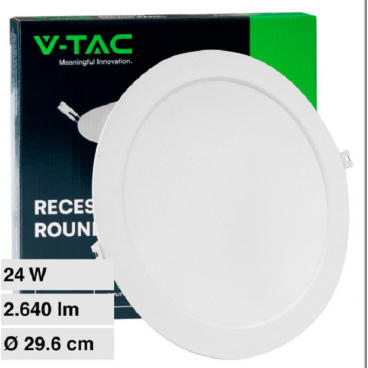 V-Tac Pannello LED Faretto Rotondo Slim 24W SMD da Incasso con Driver