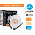 FARETTO LED PUNTO LUCE SEGNAPASSO GRADINI ROTONDO COLORE BIANCO DA INCASSO 3W