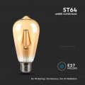 LAMPADA LED FILAMENTO VINTAGE 4W 6W AMBER E27 BULBO LAMPADINA V-TAC CALDA 2200K