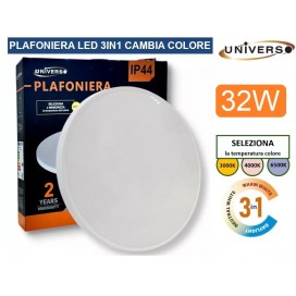 PLAFONIERA LED CIRCOLARE 32W SMD COLORE LUCE SELEZIONABILE 3IN1 IP44