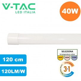 V-TAC PLAFONIERA LED LINEARE 120 cm 40W TUBO SLIM CCT 3in1 3000-6500K 4800 lm