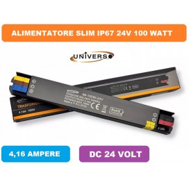 ALIMENTATORE SWITCHING ULTRA SLIM DA ESTERNO IP67 100W DC 24V 4.16A