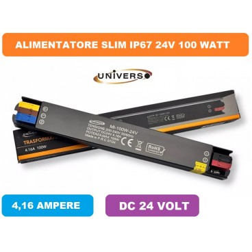 ALIMENTATORE SWITCHING ULTRA SLIM DA ESTERNO IP67 100W DC 24V 4.16A