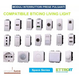 BTICINO LIVING LIGHT COMPATIBILE BIANCO PRESA SCHUKO TV PULSANTE DEVIATORE USB