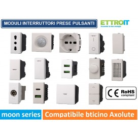 SERIE BTICINO AXOLUTE BIANCA COMPATIBILE PRESA SCHUKO TV PULSANTE DEVIATORE USB