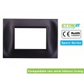 PLACCA QUADRATA COLORE NERO COMPATIBILE CON SERIE BTICINO LIVING 3 - 4 - 7 MODULI