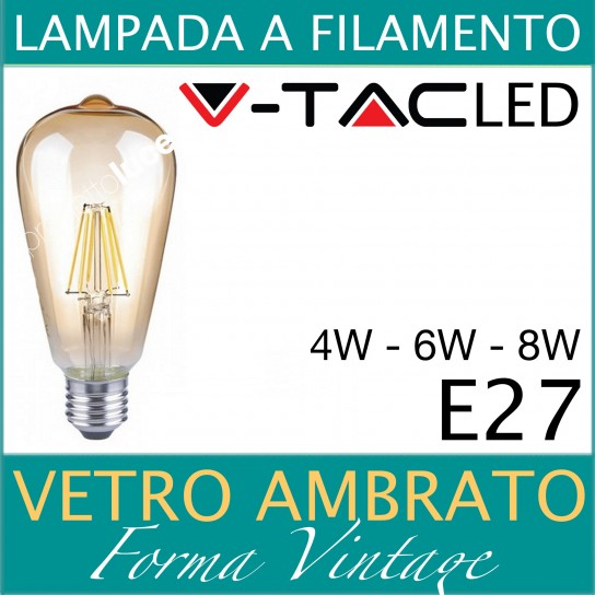 V-TAC SKU:37392 VT-72501 - LAMPADARIO CON PORTALAMPADA VINTAGE E27 VETRO E  METALLO